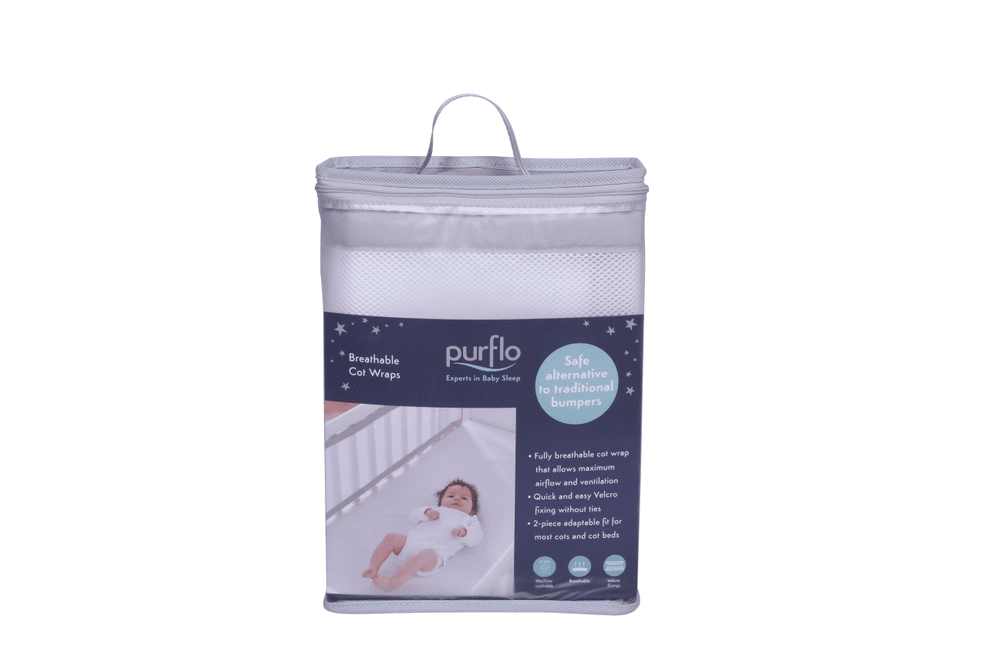 Purflo - Breathable Cot Bumper Wraps 0m-up, Soft White