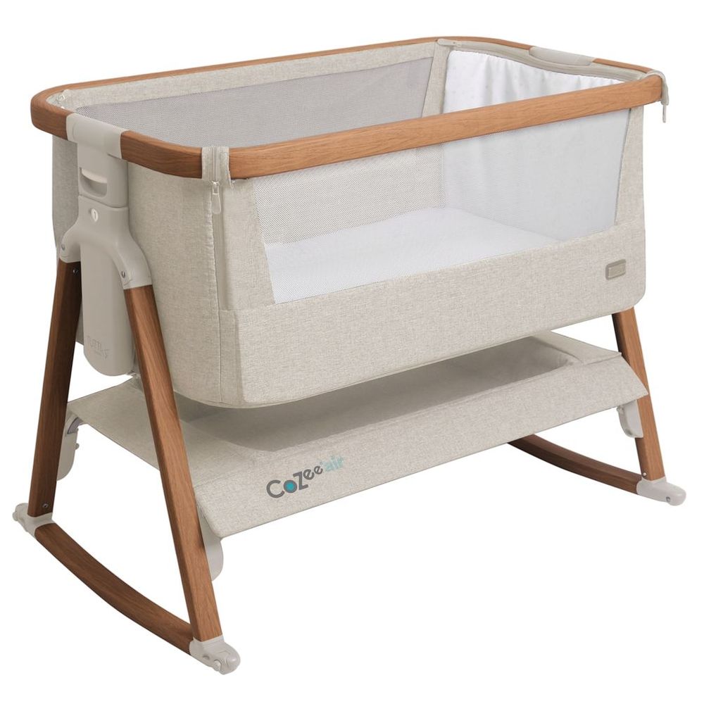 Tutti Bambini Cozee Air Bedside Crib - Scandinavian Walnut/Ecru