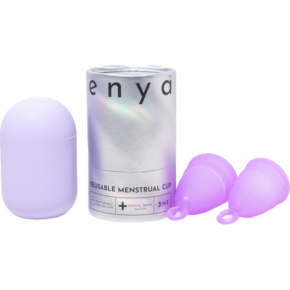 Enya - 3-In-1 Reusable Menstrual Cup With Portable Sterilizer Case - Purple