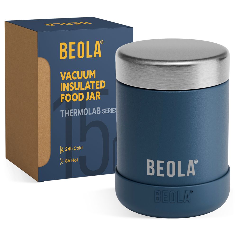 بيولا - ترمس طعام معزول من الفولاذ المقاوم للصدأ - أزرق بحري - 450 مل