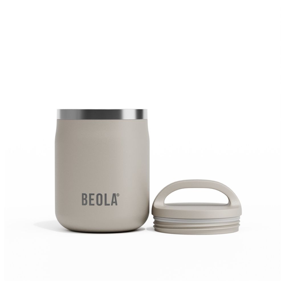 Beola - Insulated Stainless Steel Food Jar Thermos With Snack Container - Sand Dune - 600 ml