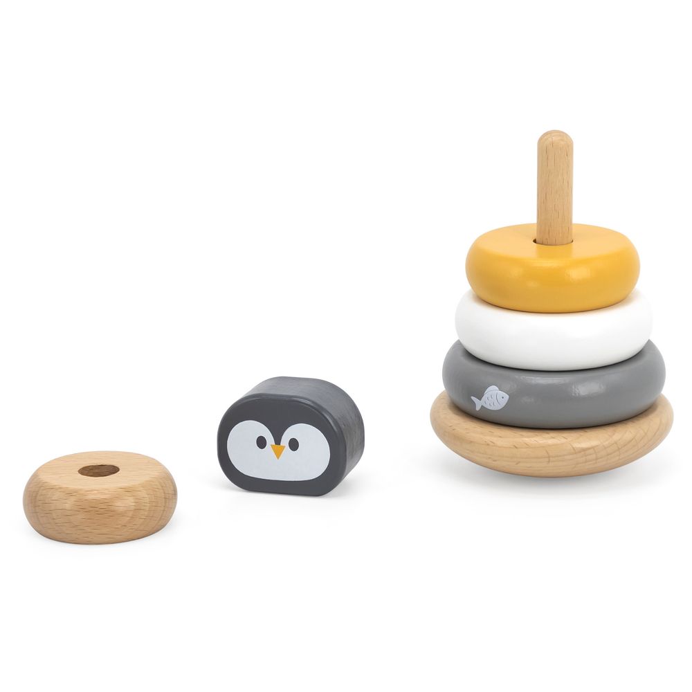 بولار بي - لعبة خشبية للأطفال 2 في 1: لعبة تكديس ودق على شكل بطريق