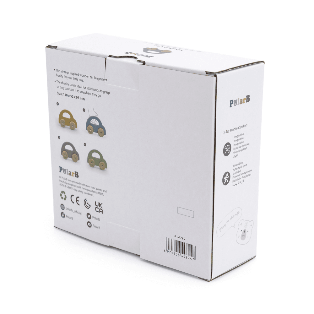 PolarB - Wooden Car Push And Pull Toy - Blue