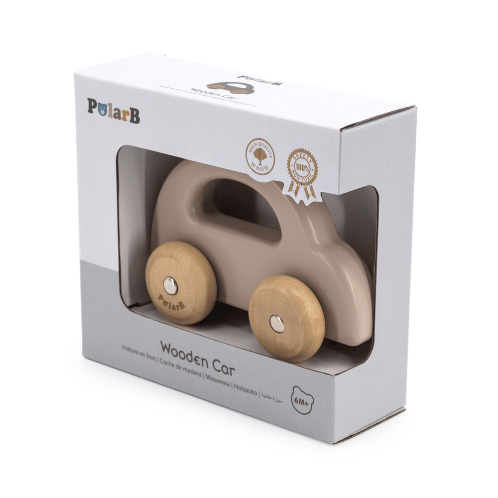 PolarB - Wooden Car Push And Pull Toy - Brown
