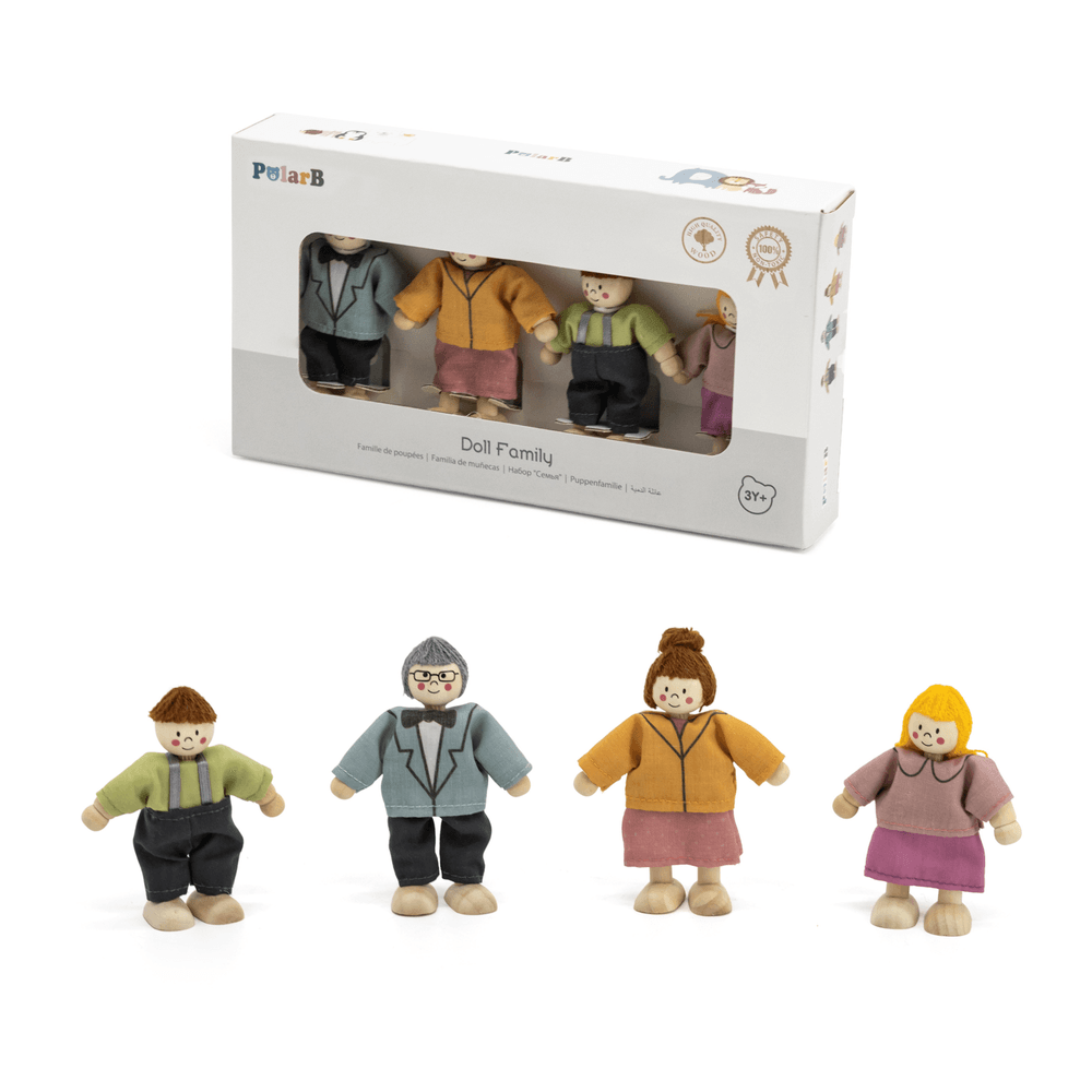 PolarB - Wooden Doll Family Set - 4 Pcs