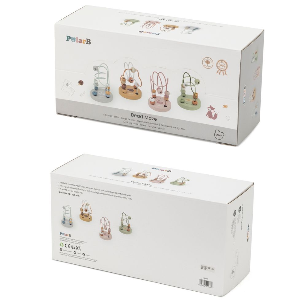 فيجا - لعبة متاهة الخرز الخشبية الكلاسيكية لتنمية المهارات الحركية - 10 خرزات بتصاميم متنوعة