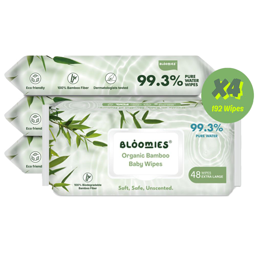 Bloomies - Organic Bamboo Baby Wet Wipes - Pack of 4 - 192 Pcs