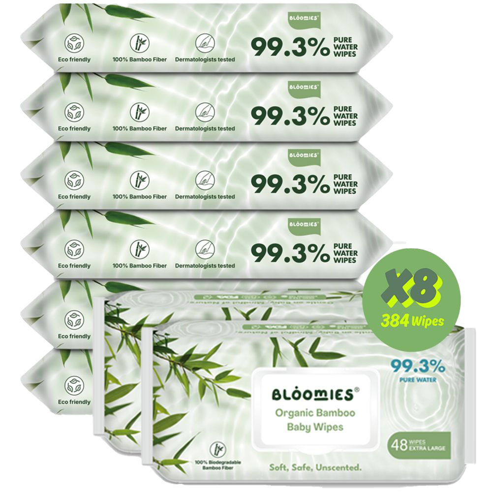 Bloomies - Organic Bamboo Baby Wet Wipes - Pack of 8 - 384 Pcs
