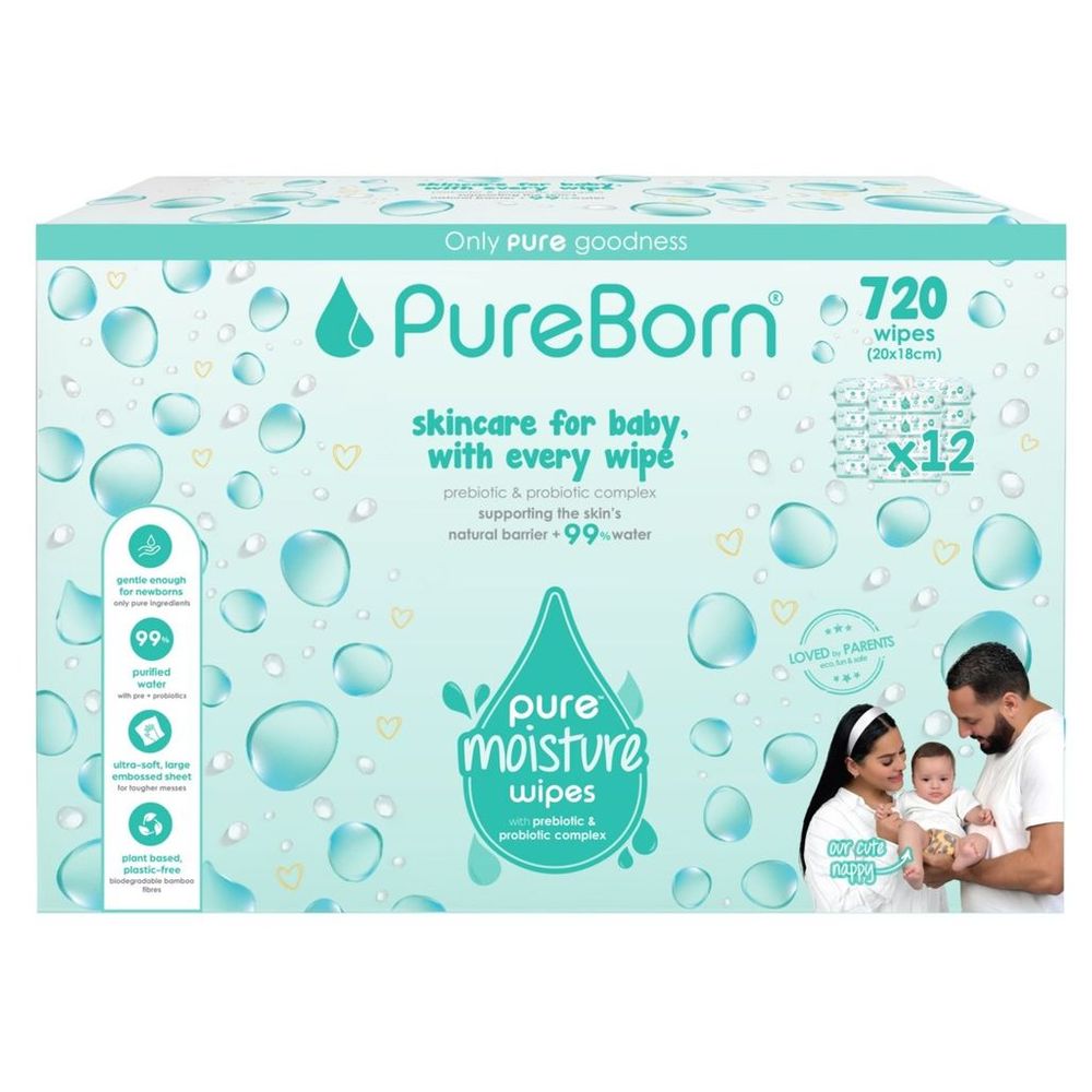 بيوربورن - مناديل مبللة مرطبة - عبوة من 12 قطعة - 720 قطعة