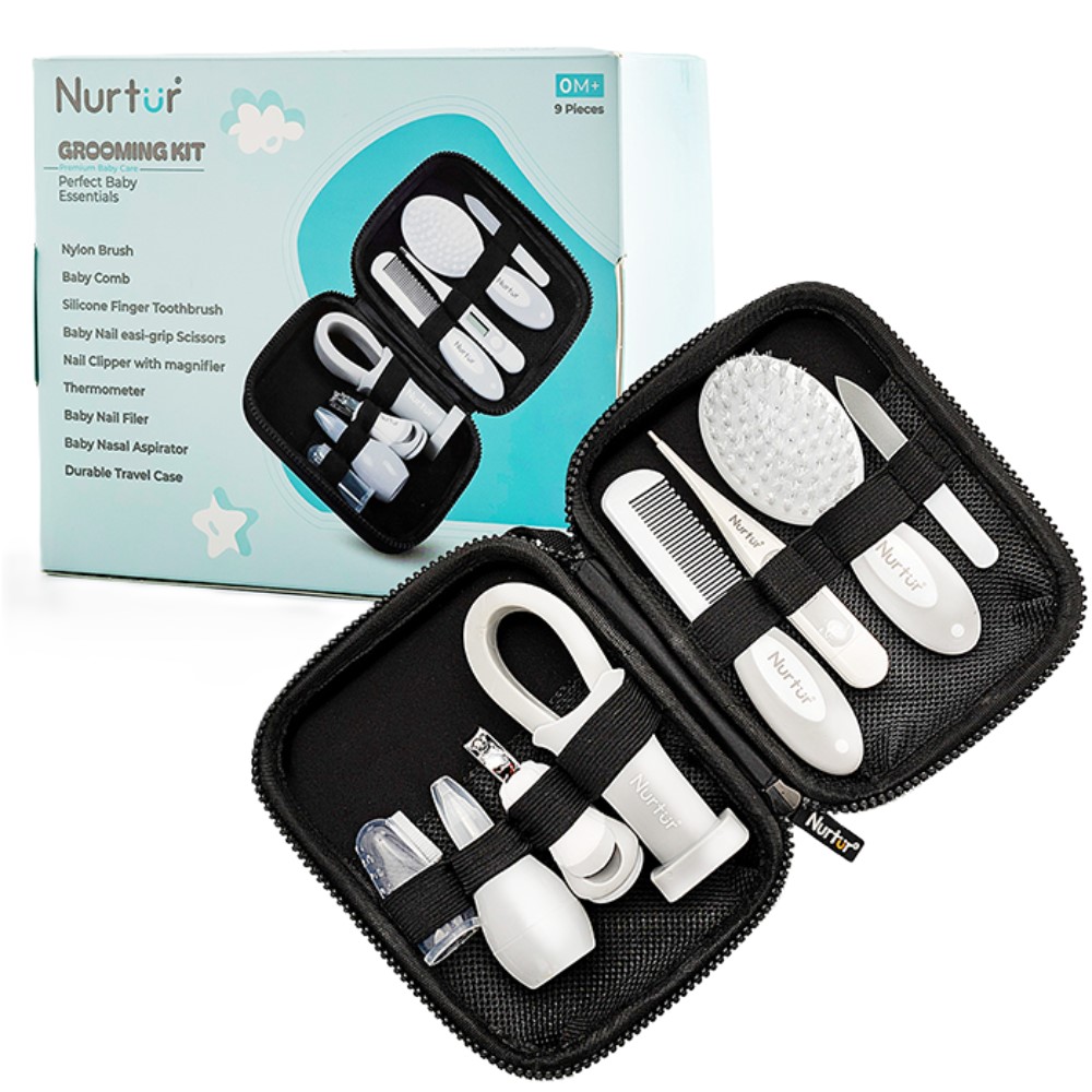 Nurtur Cozi - 9-In-1 Baby Grooming Kit - Black/Grey