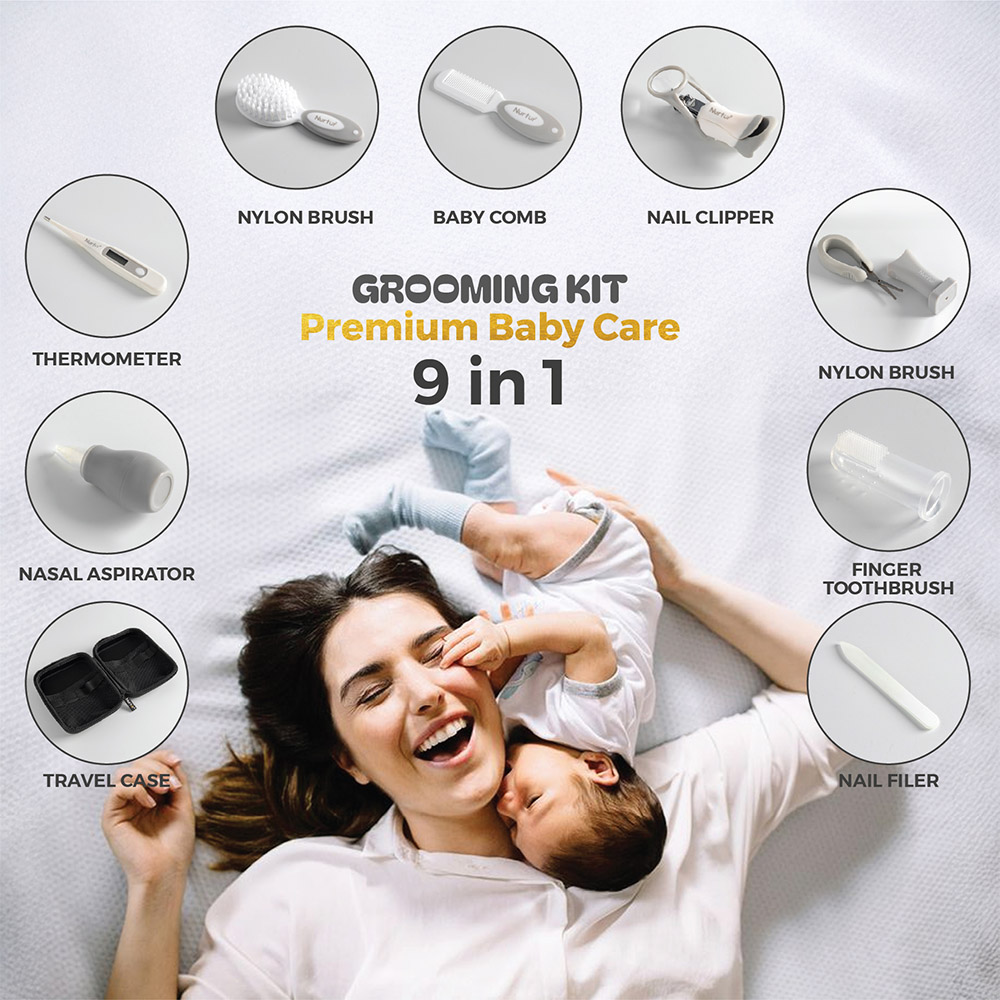 Nurtur Cozi - 9-In-1 Baby Grooming Kit - Black/Grey