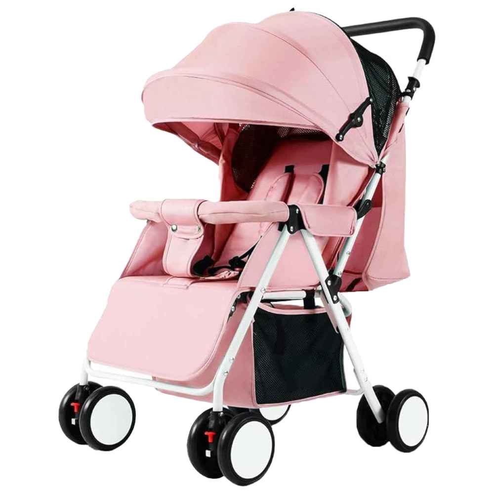 دريبا - عربية أطفال قابلة للطي مع سلة تخزين - زهري