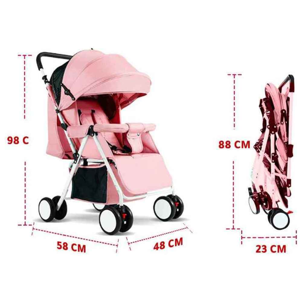 دريبا - عربية أطفال قابلة للطي مع سلة تخزين - زهري