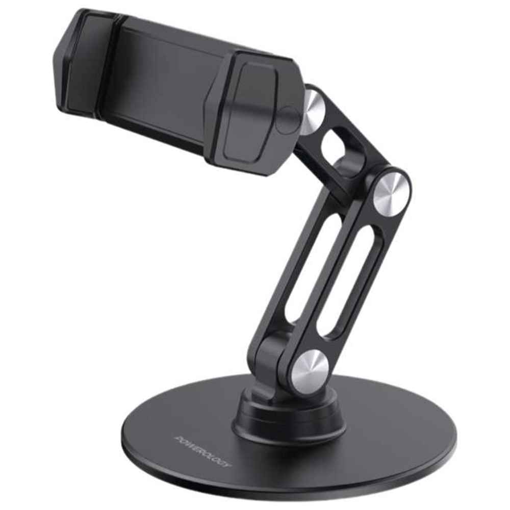 Powerology - Multi-Angle Phone Stand With Adjustable Pivot Arm - Black