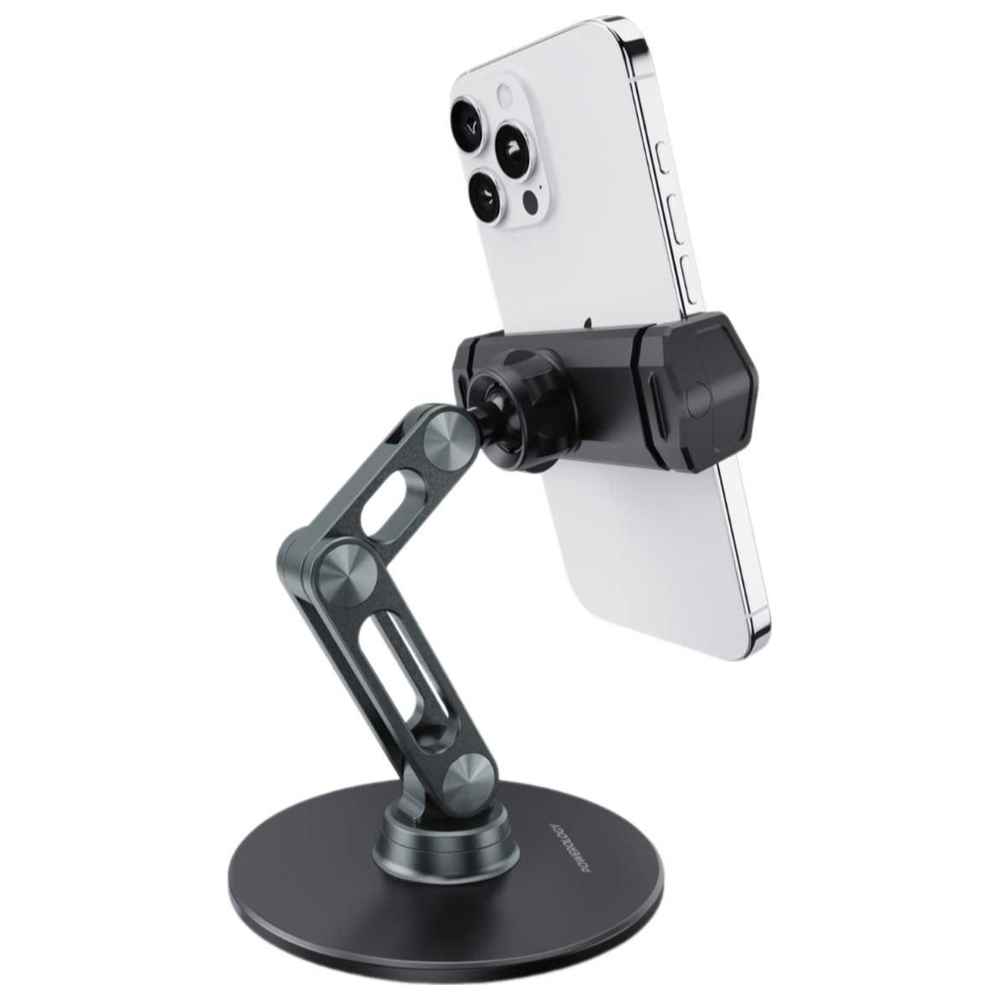 Powerology - Multi-Angle Phone Stand With Adjustable Pivot Arm - Black