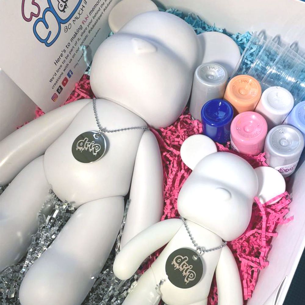 Dubai Drip Art - Cool Bunny Pouring Paint Set - White/Light Pink/Light Blue/Dark Purple/Gold/Blue Green