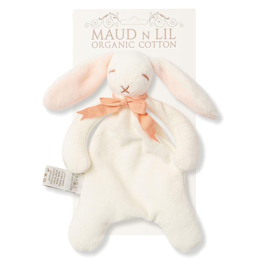 Maud N Lil - Organic Mini Bunny Soft Toy Comforter - White/Pink