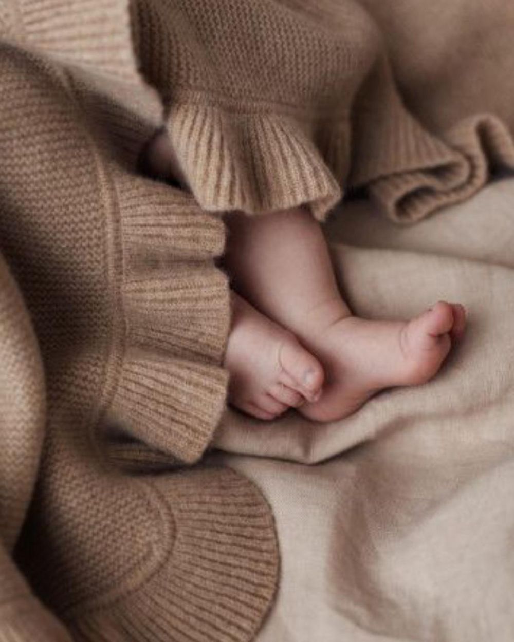 Ooh Noo - Frill Cashmere Baby Blanket - Mocha