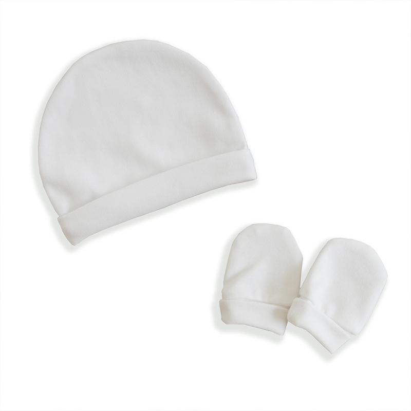 Gloop - Organic Cotton Beanie And Mitten Set - White Pearl