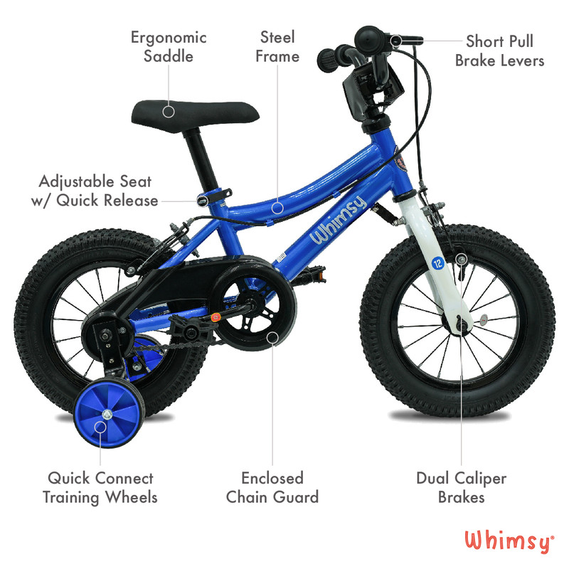 Whimsy Wheels - Classic Kids Cycle - 12 Inch - Blue