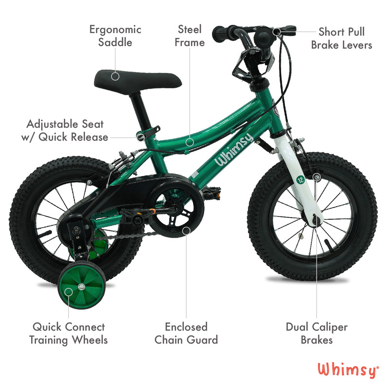 Whimsy Wheels - Classic Kids Cycle - 12 Inch - Green