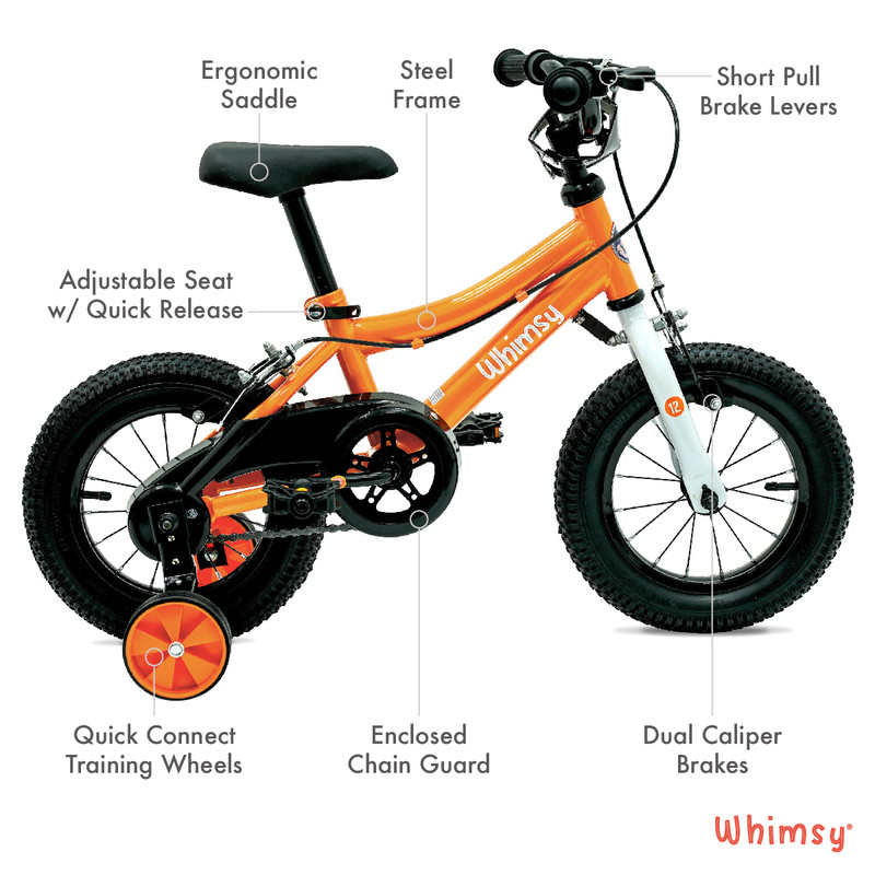 Whimsy Wheels - Classic Kids Cycle - 12 Inch - Orange