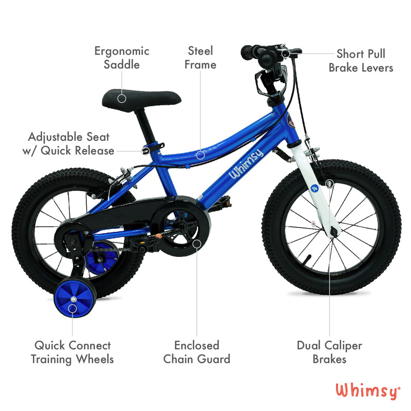 Whimsy Wheels - Classic Kids Cycle - 14 Inch - Blue