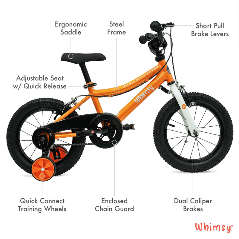 Whimsy Wheels - Classic Kids Cycle - 14 Inch - Orange