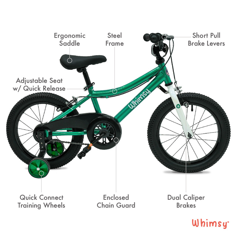Whimsy Wheels - Classic Kids Cycle - 16 Inch - Green