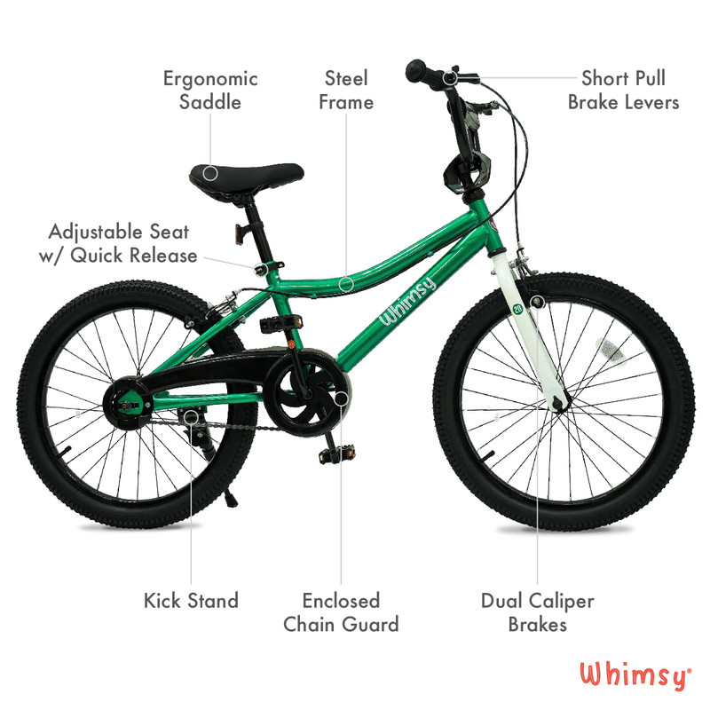 Whimsy Wheels - Classic Kids Bicycle - 20 Inch - Green