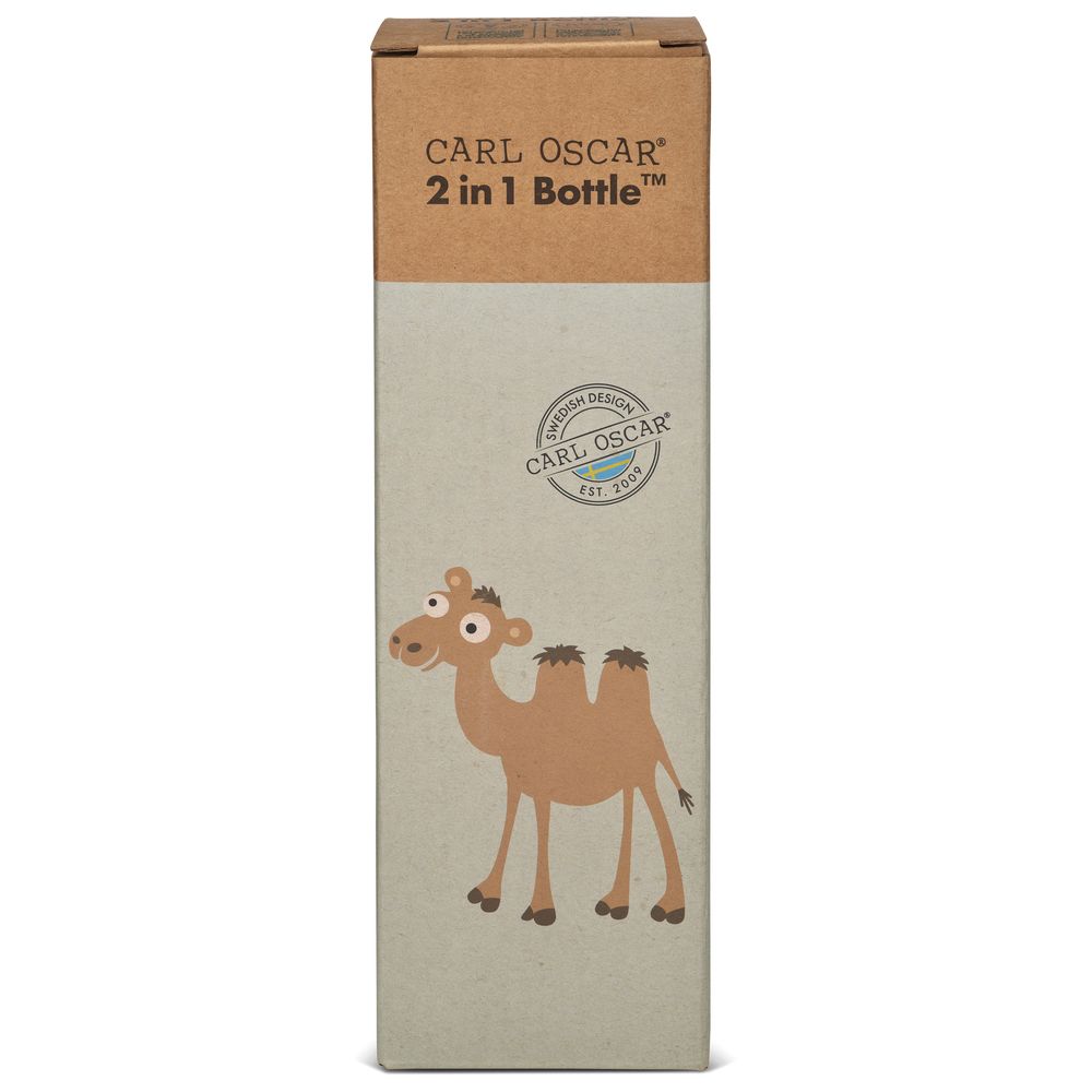 Carl Oscar - 2-In-1 Kids Water Bottle - Green Camel - 300 ml