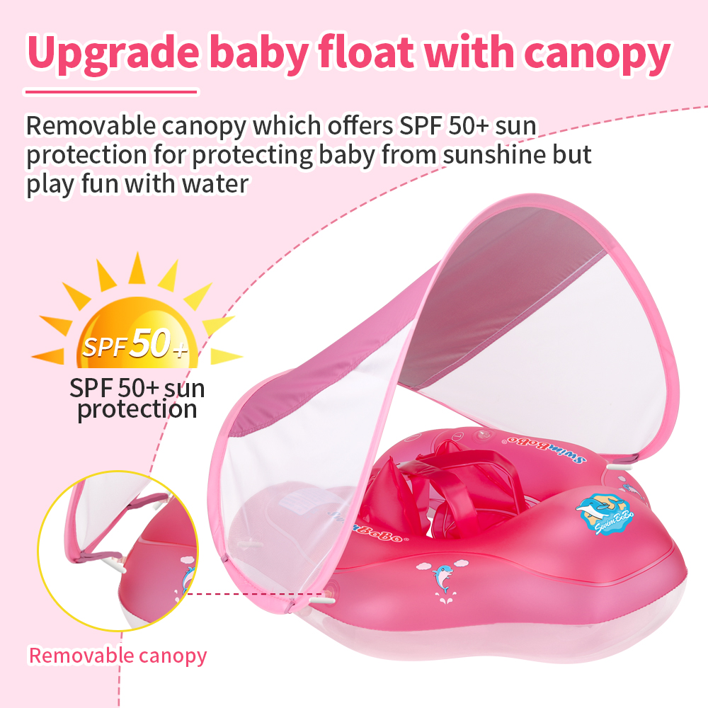 Swimbobo - Baby Swimming Float With Sun Canopy - Pink