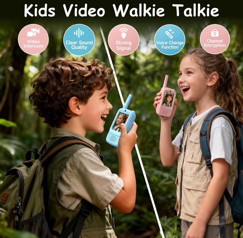 ESSEN Video Walkie Talkie Toy With Screen Display - Blue/Pink - 2 Pcs