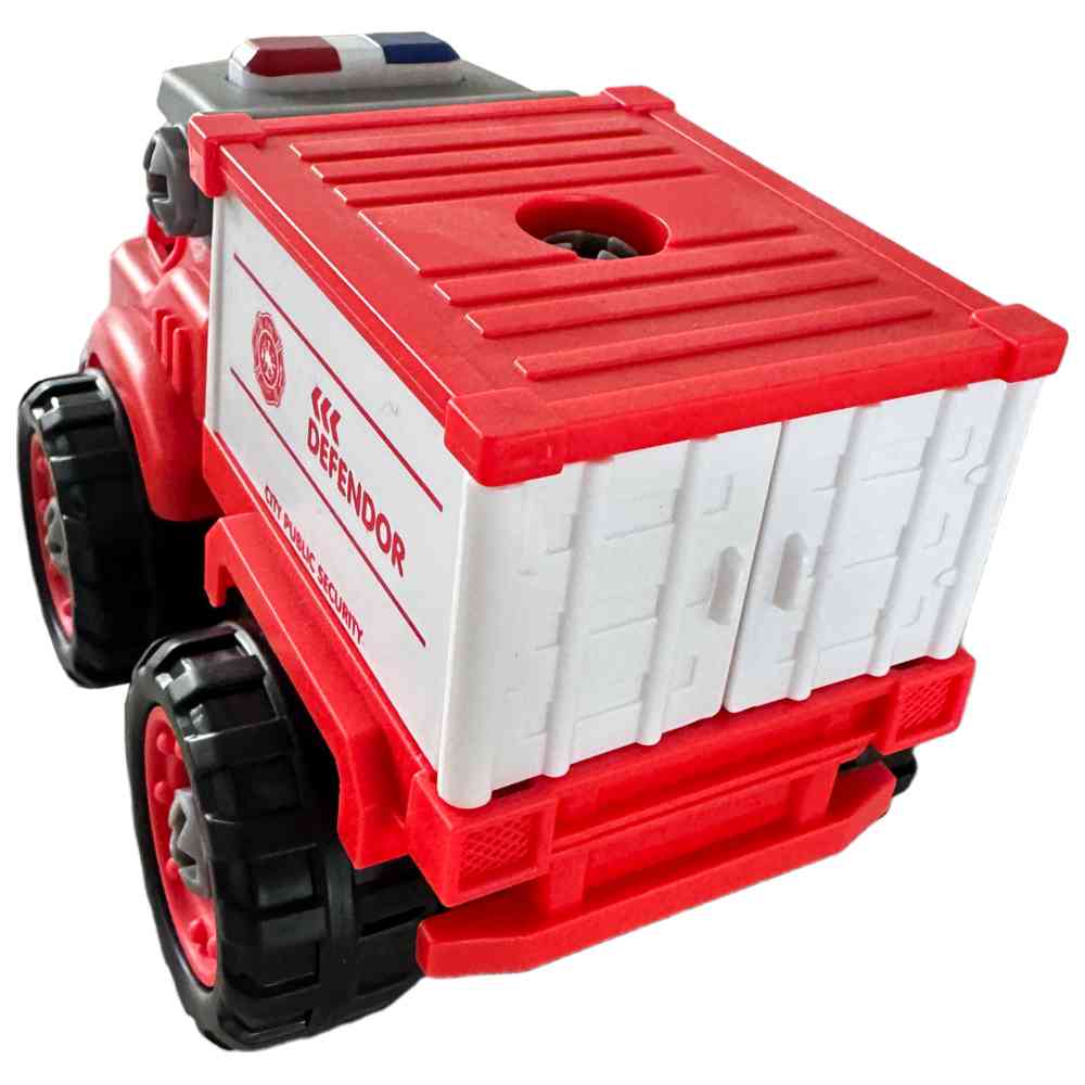 ليمي إنترناشيونال - شاحنة إنقاذ شرطة تعليمية صغيرة - حمراء - 28 قطعة