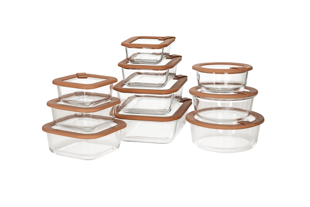 Nutricook - Glass Food Storage Containers With Lid - 24 Pcs - Clear