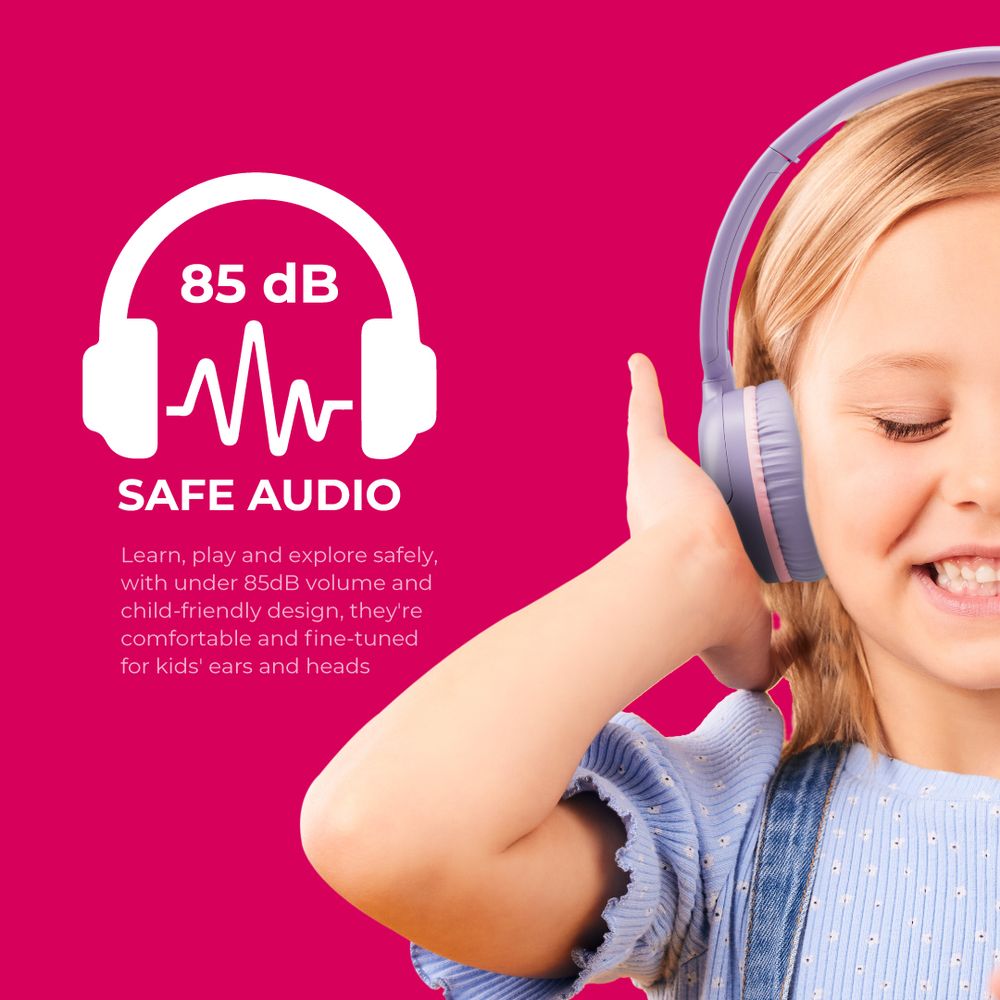 Blupebble - Kids Pulse Audio KD80 Wireless Headphones - Purple
