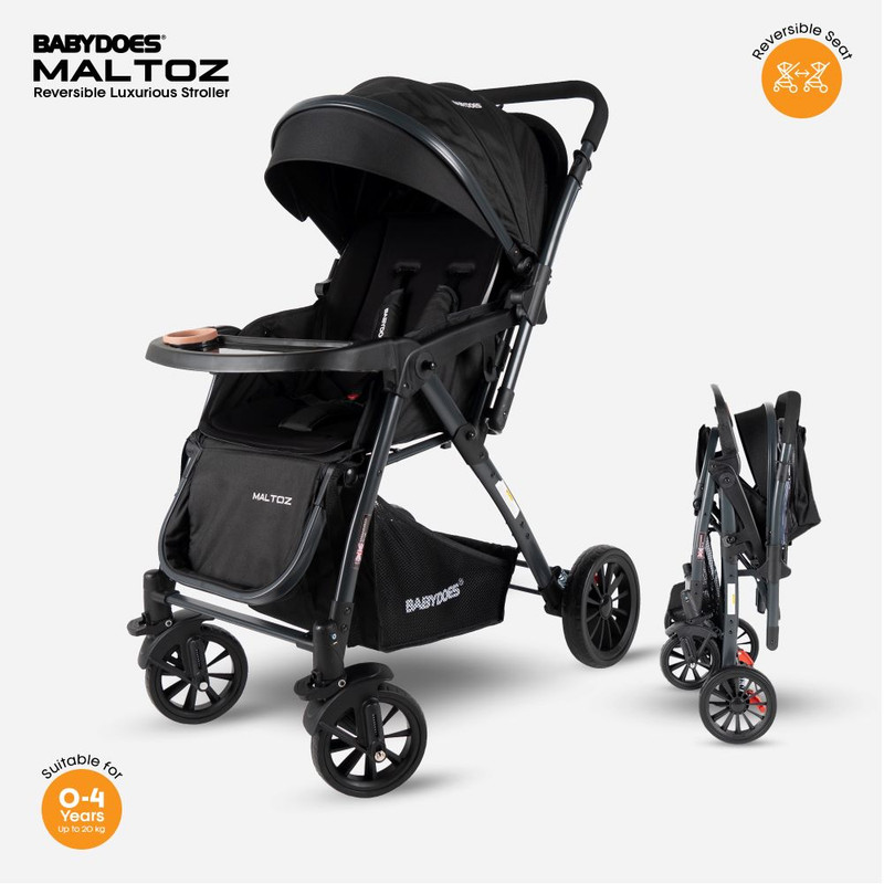 Babydoes - Maltoz Baby Stroller With Five-Point Harness - Black