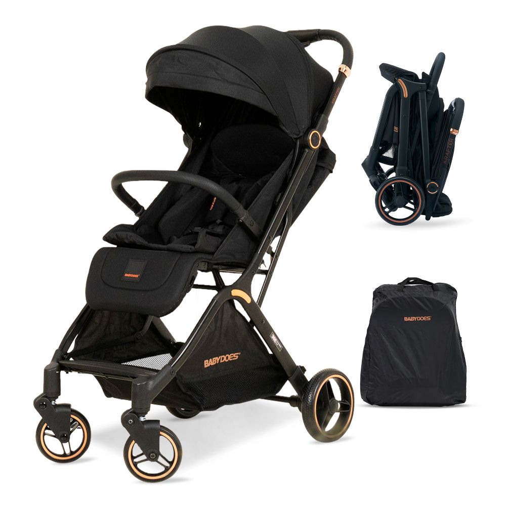 Babydoes Krafter - Autofold Compact Stroller, 0-4Y (22 kg) - Black