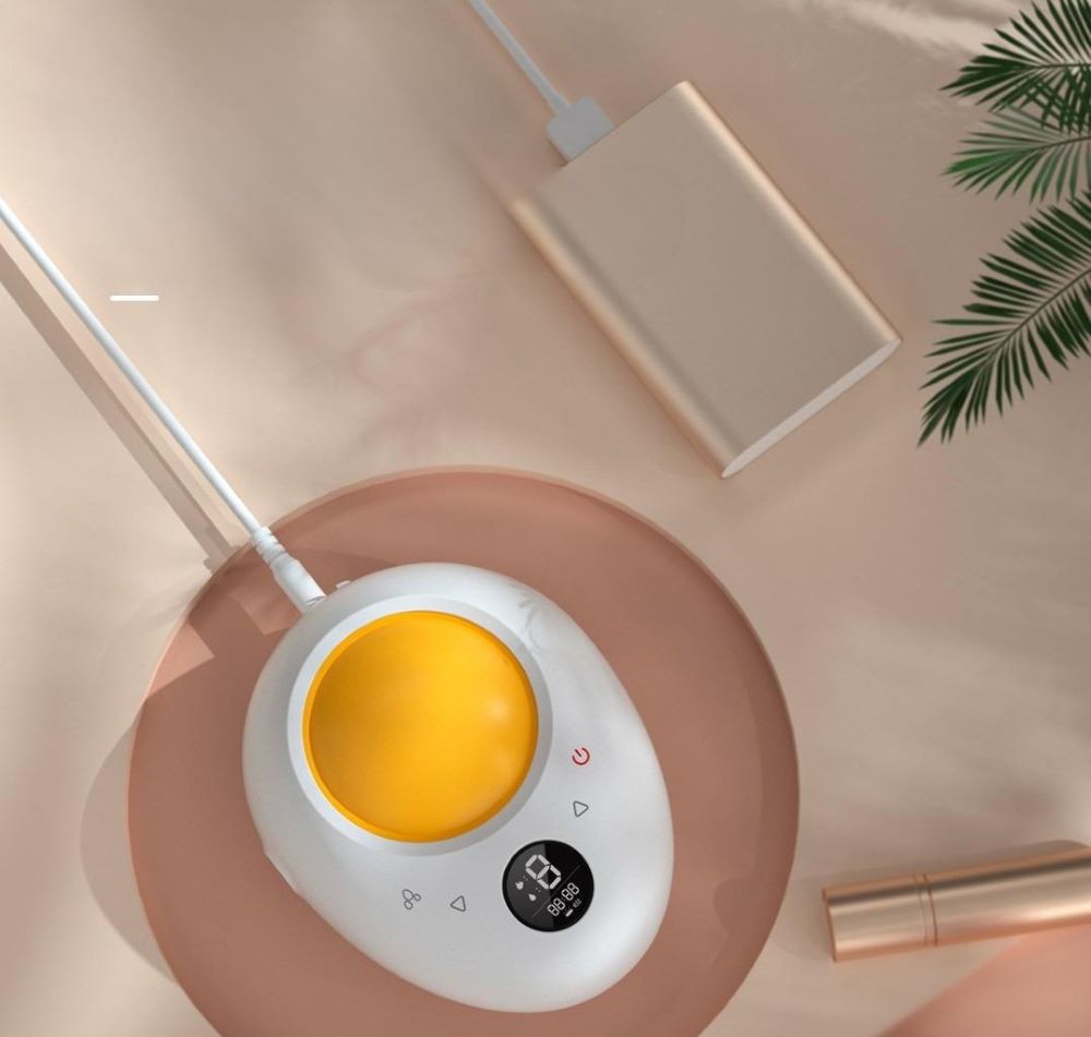 دوبسر - مجموعة شفاط ثدي كهربائي مزدوج على شكل بيضة مع ضوء ليلي - أبيض/برتقالي