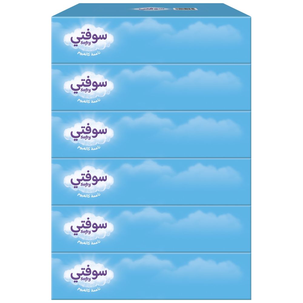 سوفتي - مناديل ورقية للوجه طبقتين - 6 عبوة - 420 منديل