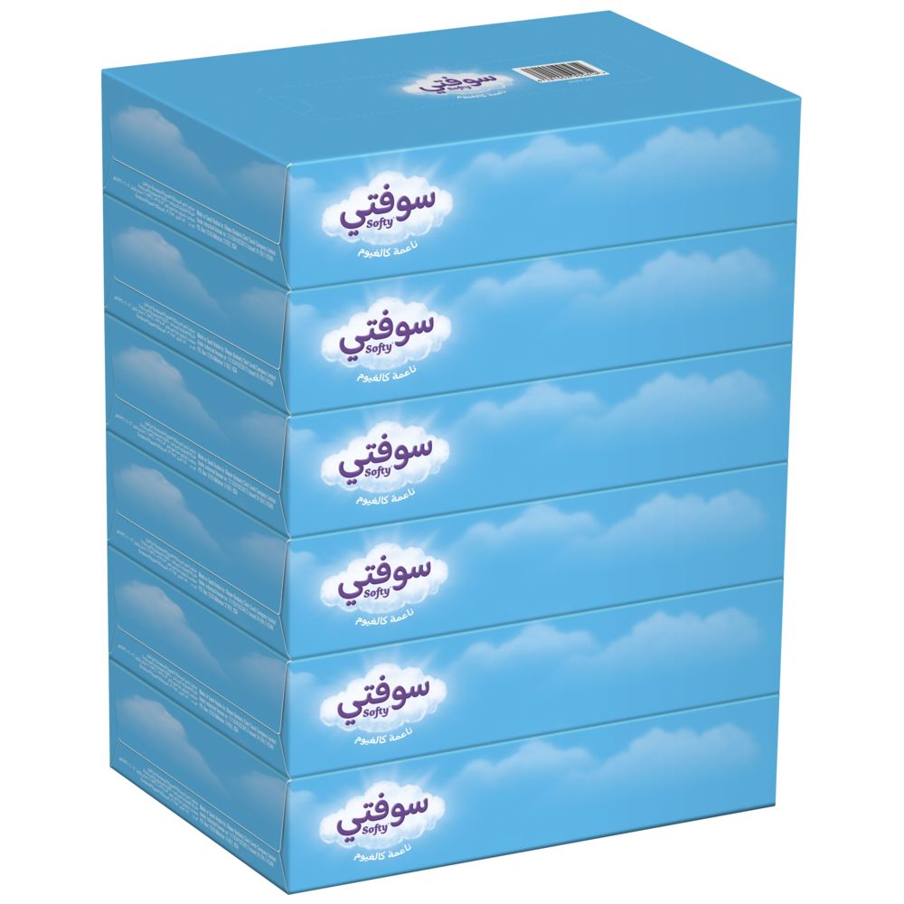 سوفتي - مناديل ورقية للوجه طبقتين - 6 عبوة - 420 منديل