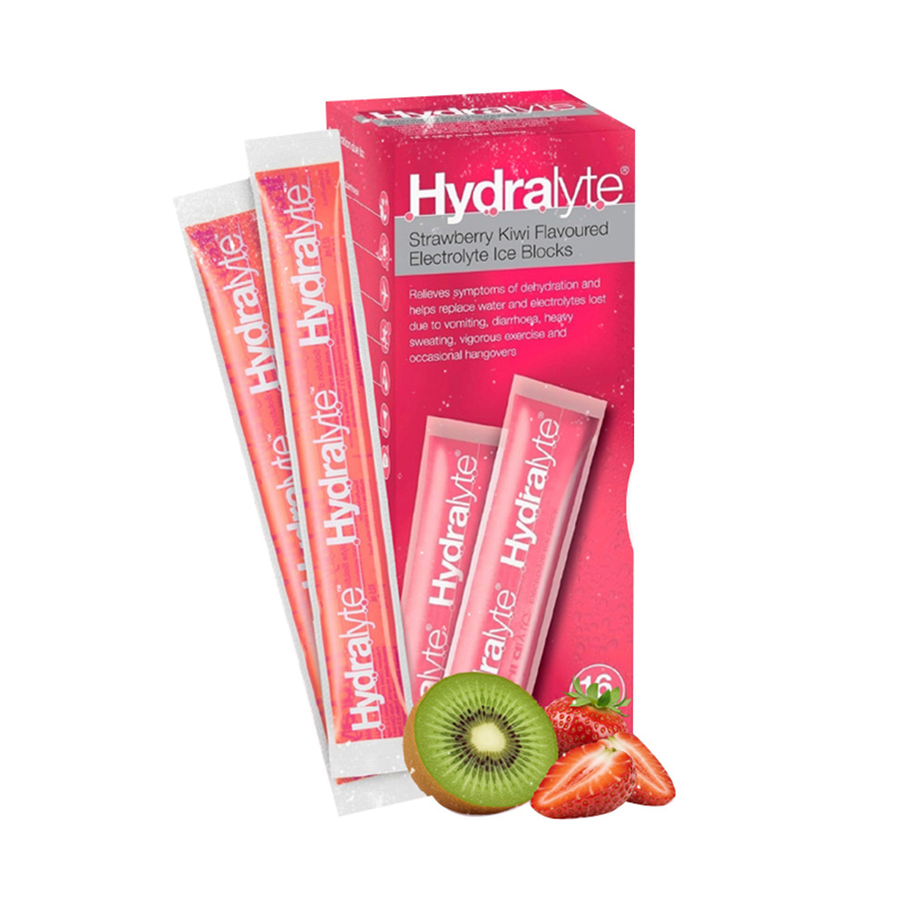 هيدراليت - مكعبات ثلج بالإلكترولايت بنكهة الفراولة والكيوي - 62.5 مل - 16 مكعب
