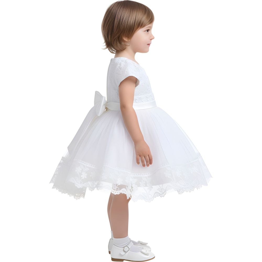 بامبيميسي - فستان أنجيليك دانتيل لبنات - أبيض