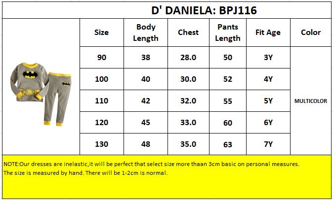 دانيال - طقم قطعتين - بيجامة للأولاد بطبعة كهف باتمان وبنطلون - متعدد الألوان
