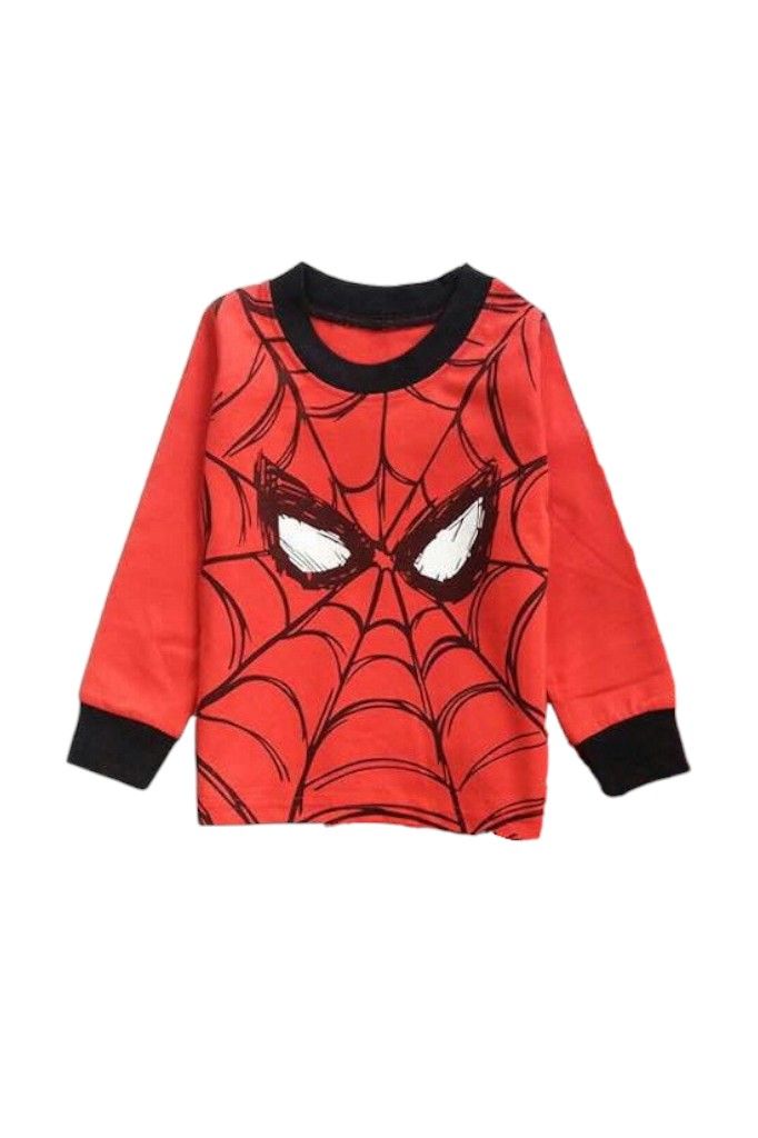 Daniel - 2pc-Set - Boy's Spider Web Printed Pyjama Top And Pants - Red