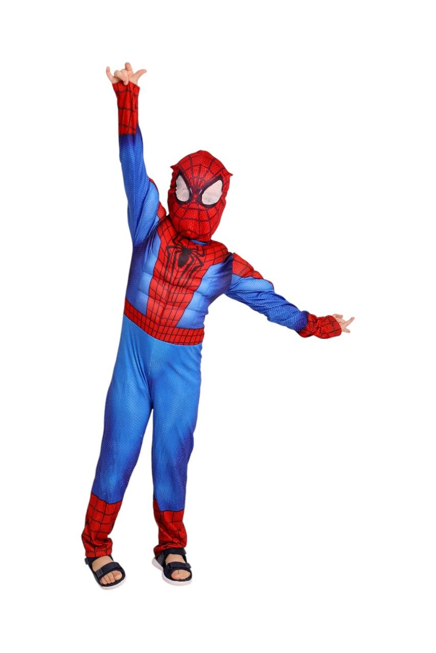 Daniel - Boy's Spiderman Costume With Muscles - Blue/Red
