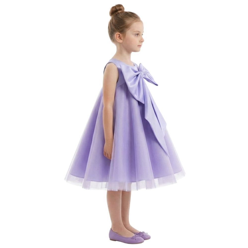 دي'دانييلا - فستان واسع مزين بفيونكة - بنفسجي