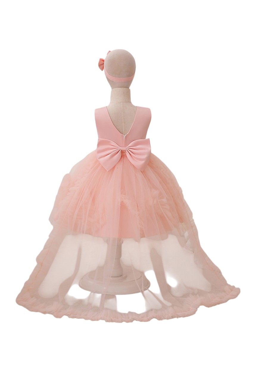 D' Daniela - Girl's Fairy Tulle Fantasy Dress With Headband - Baby Pink