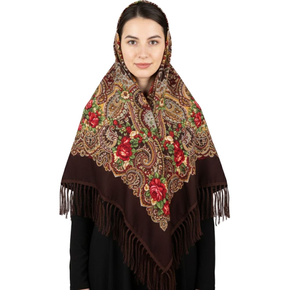 D' Daniela - Alya Women's Traditional Print Shawl - Brown