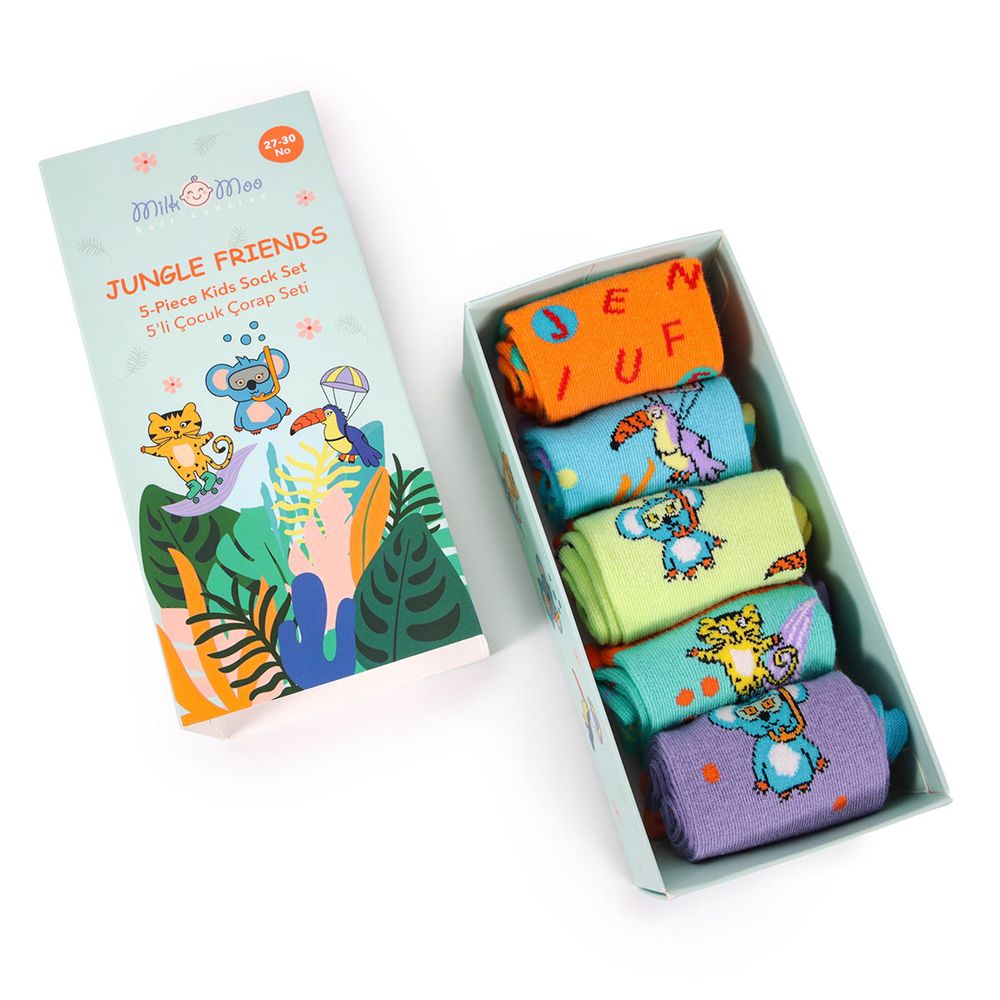 Milk&moo - Kids Socks - Jungle Friends - Pack of 5